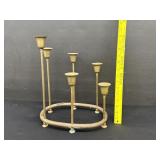 Antique Heavy Brass 6 Stem Candle Holder