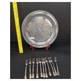 10 Horderve Forks on Antique Rogers Tray