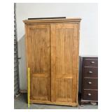 Large19th Century Pitch Pine Ribbed Door Cabinet