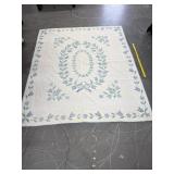 Vintage Cross Stitched Floral Quilt