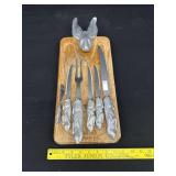 Arthurs Court Rabbit Cutting Board Knife & Fork
