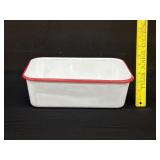 Vintage Deep Enamelware Red White Pan