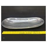 Large Vintage Pewter Oval Serving Bowl 18"