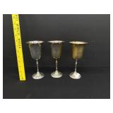 3 Vintage Silver Kirk Goblets Made in Spain