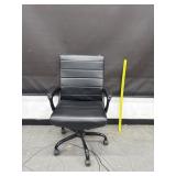 Black Vinyl Mid Back Swivel Office Chair