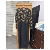 Large Vintage Black Celestial Sequined Gown