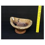 Ancient Bowl Burl Walnut W/ Stand Signed