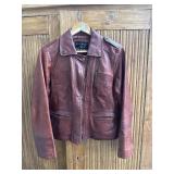 Bernardo Brick Red Stitched Leather Jacket Medium