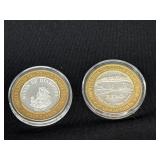Two .999 Silver Gaming Tokens Total 1.2 Troy Oz