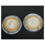 Two .999 Silver Gaming Tokens Total 1.2 Troy Oz