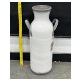 Distressed White Ceramic Milk Pitcher W/ Handles