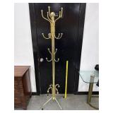 Vintage MCM Brass Standing Coat Rack