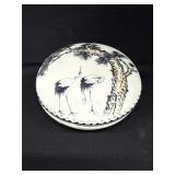 Lidded Ivory Trinket Box " Cranes"