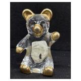 Vintage Gold Accent Glass Teddy Bear Paper Weight