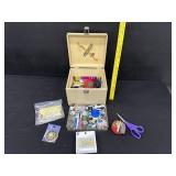 Vanity Case W/ Key Full Of Sewing Supplies
