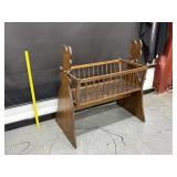 Wooden Baby Crandle W/ Rabbit - Shaped Cutouts