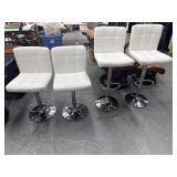 4 Swivel Leather Adjustable Height Bar Stools