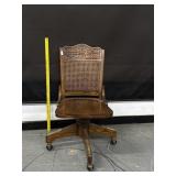 Mid Century Cane Back Rolling Bankers Chair
