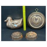 4 Copper Jello Molds