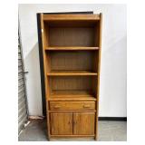 Large Oak Bookcase W/ Drawer & Cabinet Storage