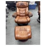 Lane Leather Swivel Recliner & Ottoman