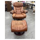 Lane Leather Swivel Recliner & Ottoman