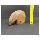 Hand Carved Iron Wood Bear Sculpture