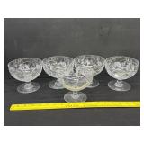 5 Etched Blown Glass Grapefuit Serving Dishes
