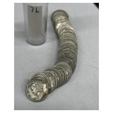 1 Roll 50 Silver Mercury Dimes Between 1916-1945