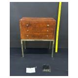 MCM Lane Furniture Burlwood Side Table Brass Legs