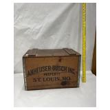 Vintage Budweiser Wooden Beer Crate W/ Hinged Lid