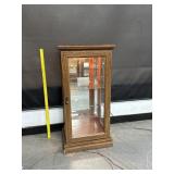 Vintage Oak Mirrored Back Lighted Curio Cabinet