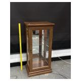 Vintage Oak Mirrored Back Lighted Curio Cabinet