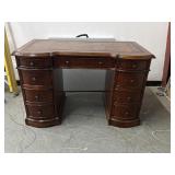 Vintage Leather Top Hooker 7 Drawer Desk