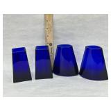 4 Vintage Mini Cobalt Blue Heavy Vases