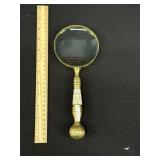 Vintage Brass & Marble Magnifying Glass