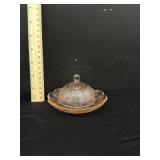 Jeanette Glass Cherry Blossom Covered Butter Dish