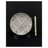 Vintage Toyo Peacock Plate on Gold Stand