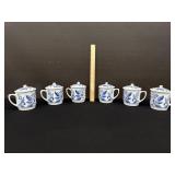 6 Williams Sonoma IDG Lidded Coffee or Tea Cups