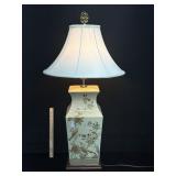 Vintage Oriental Style Ceramic Painted Lamp
