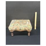 Old Wood Leg Embroidered Foot Stool