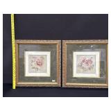 2 Gold Framed Floral Prints