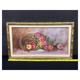 Vintage Floral Oil Painting Signed Gloria Welch
