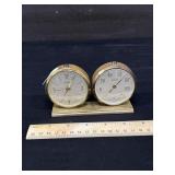 Vintage Linden Brass Clock & Thermometer WORKS