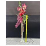 32" Glass Vase With Flowers