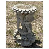 Vintage Garden Fairy Bird Bath Faux Concrete