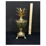Vintage Brass Lidded Footed Pineapple Urn