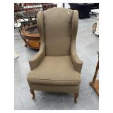 Upholstered Wingback Armchair W/ Cabriole Legs