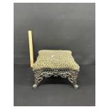 Leopard Cusion Foot Stool Ornate Metal Base