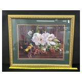 Vintage Gold Framed Print "Magnolia Memories"